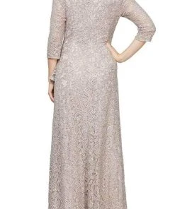 Alex Evenings - 84122476 Embroidered Quarter Sleeve Long Dress