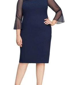 Alex Evenings - 8460208 Quarter Belle Sleeves Knee Length Dress 12 Alex Evenings - 8460208 Quarter Belle Sleeves Knee Length Dress