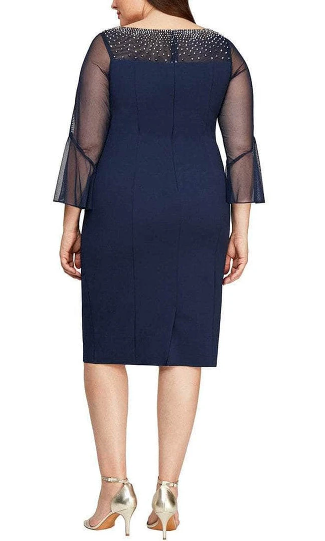 Alex Evenings - 8460208 Quarter Belle Sleeves Knee Length Dress 8 Alex Evenings - 8460208 Quarter Belle Sleeves Knee Length Dress