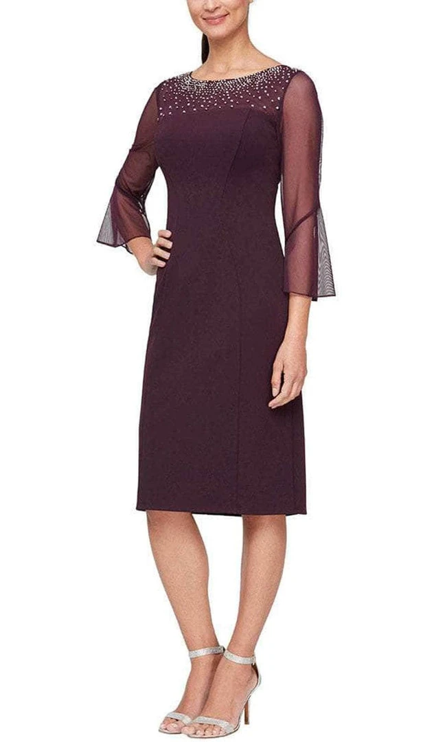 Alex Evenings - 8460208 Quarter Belle Sleeves Knee Length Dress 3 Alex Evenings - 8460208 Quarter Belle Sleeves Knee Length Dress