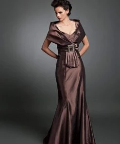 Alexander By Daymor - 1033 Taffeta Trumpet Gown With Faux Wrap Jacket