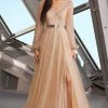 Alexander By Daymor - 1182 V-Neck Long Sleeves A-Line Gown