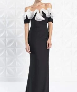 Alexander By Daymor - 1257 Ruffled Off Shoulder Sheath Dress