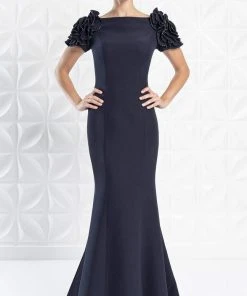 Alexander By Daymor - 1270 Embellished Bateau Long Trumpet Dress