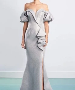 Alexander By Daymor - 1473 Sweetheart Metallic Shiny Gown