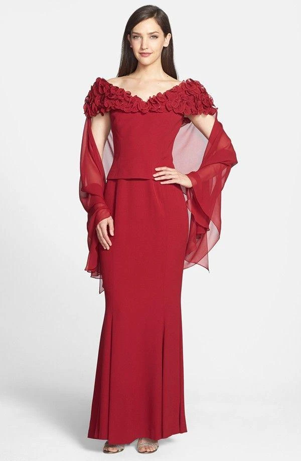 Alexander By Daymor - 2003 Rosette Ruffles Off Shoulder Evening Dress 8 Alexander By Daymor - 2003 Rosette Ruffles Off Shoulder Evening Dress