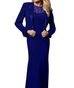 Alexander By Daymor - 2105 Beaded Illusion Neckline Sheath Gown With Jacket