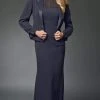 Alexander By Daymor - 2105 Classy Sheer Beaded Yoke Sheath Gown With Jacket 2 Alexander By Daymor - 2105 Classy Sheer Beaded Yoke Sheath Gown With Jacket