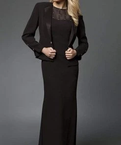 Alexander By Daymor - 2105 Classy Sheer Beaded Yoke Sheath Gown With Jacket