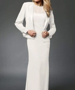 Alexander By Daymor - 2105 Classy Sheer Beaded Yoke Sheath Gown With Jacket