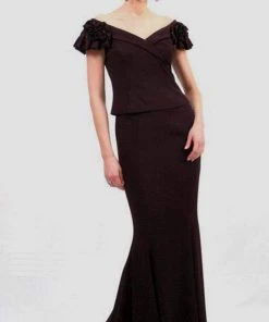 Alexander By Daymor - 306 Ruffled Cap Sleeved Evening Gown