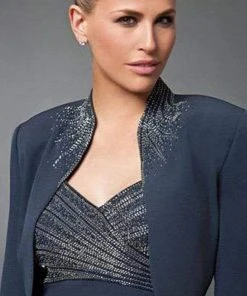 Alexander By Daymor - 3112 Beaded V-neck Dress With Bolero 10 Alexander By Daymor - 3112 Beaded V-neck Dress With Bolero