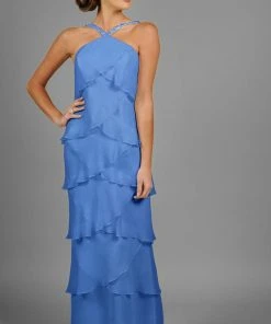 Alexander By Daymor - 3451 Beaded Halter Layered Sheath Evening Dress 17 Alexander By Daymor - 3451 Beaded Halter Layered Sheath Evening Dress