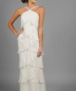 Alexander By Daymor - 3451 Beaded Halter Layered Sheath Evening Dress 26 Alexander By Daymor - 3451 Beaded Halter Layered Sheath Evening Dress