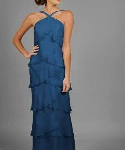 Alexander By Daymor - 3451 Beaded Halter Layered Sheath Evening Dress 27 Alexander By Daymor - 3451 Beaded Halter Layered Sheath Evening Dress