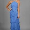 Alexander By Daymor - 3451 Ornate Strap Halter Layered Sheath Evening Dress