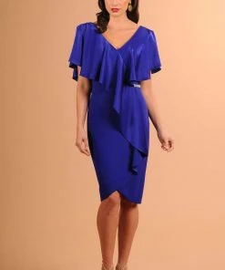 Alexander By Daymor - 609 Drape Short Sleeve Cocktail Dress