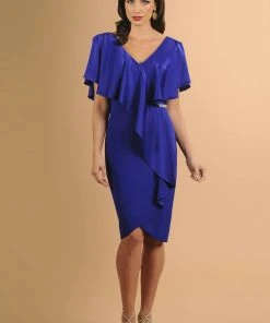 Alexander By Daymor - 609 Drape Short Sleeve V Neckline Cocktail Dress