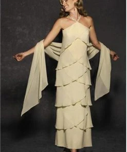 Alexander By Daymor - 703451 Beaded Straps Tiered Halter Evening Dress 16 Alexander By Daymor - 703451 Beaded Straps Tiered Halter Evening Dress