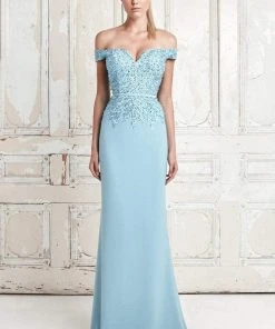 Alexander By Daymor - 759 Jeweled Embroidered Lace Off Shoulder Gown