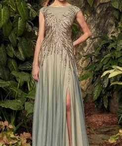 Alexander By Daymor - 957 Beaded Bateau A-Line Dress