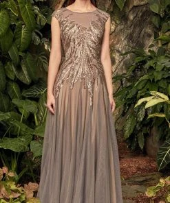 Alexander By Daymor - 957 Beaded Bateau A-Line Dress