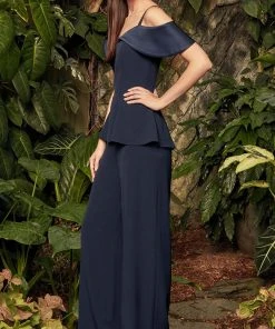 Alexander By Daymor - 990A Two-piece Cold-shoulder Fit And Flare Top With Pants