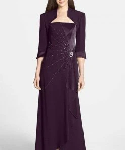 Alexander By Daymor - Brooch Accent Sleeveless Long Gown With Bolero 2006 - 1 Pc Lavender In Size 12 Available