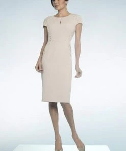Alexander By Daymor Jewel Neck Accented Short Dress 818 - 1 Pc Stone In Size 16 Available