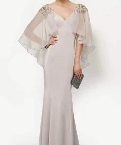 Alyce Paris - 27170 Beaded V-Neck Gown With Sheer Capelet