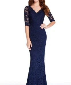 Alyce Paris - 27241 Scalloped Lace Fitted V-Neck Dress