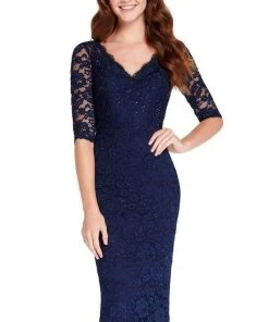 Alyce Paris - 27241 Scalloped Lace Fitted V-Neck Dress 10 Alyce Paris - 27241 Scalloped Lace Fitted V-Neck Dress