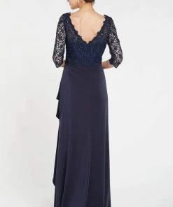Alyce Paris - 27242 Quarter Sleeve Beaded Lace Wrap Gown