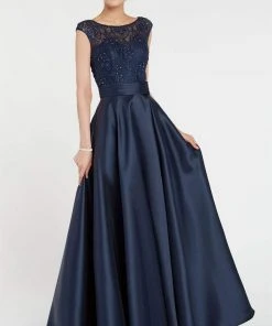 Alyce Paris - 27243 Cap Sleeve Lace Bateau Mikado Evening Gown