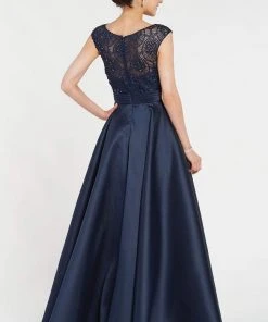 Alyce Paris - 27243 Cap Sleeve Lace Bateau Mikado Evening Gown