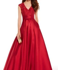Alyce Paris - 27278 Lace V-neck Mikado Ballgown