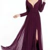 Alyce Paris - 27304 Long Sleeves Mesh Jersey Evening Dress