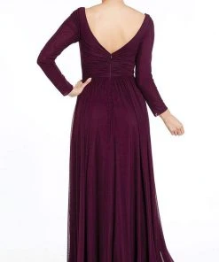Alyce Paris - 27304 Long Sleeves Mesh Jersey Evening Dress