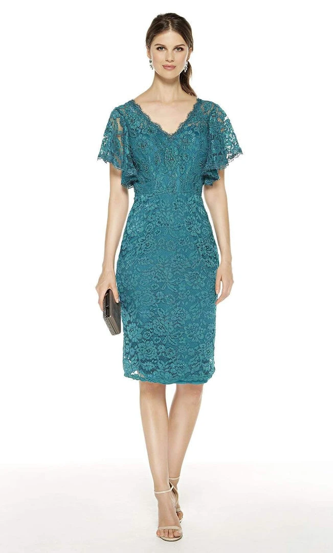 Alyce Paris - 27353 Choir Boy Sleeve V-Neck Lace Sheath Dress 3 Alyce Paris - 27353 Choir Boy Sleeve V-Neck Lace Sheath Dress