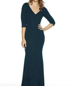 Alyce Paris - 27377 V-Neck Quarter Length Sleeved Dress 8 Alyce Paris - 27377 V-Neck Quarter Length Sleeved Dress