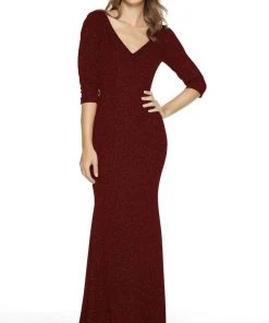 Alyce Paris - 27377 V-Neck Quarter Length Sleeved Dress 9 Alyce Paris - 27377 V-Neck Quarter Length Sleeved Dress