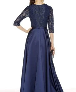 Alyce Paris - 27387 Lace V-Neck Satin A-Line Dress