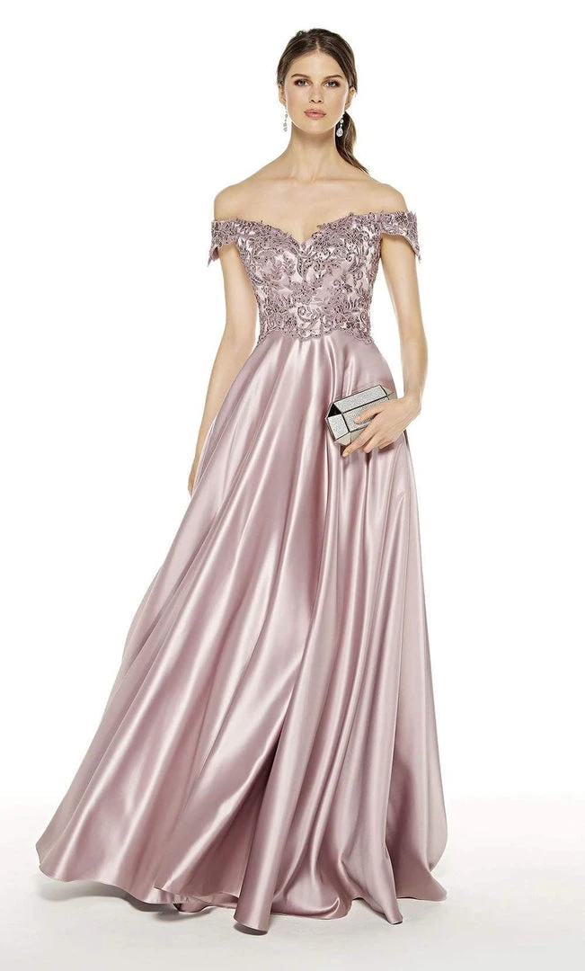 Alyce Paris - 27393 Embroidered Off-Shoulder Satin A-Line Gown 3 Alyce Paris - 27393 Embroidered Off-Shoulder Satin A-Line Gown