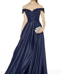 Alyce Paris - 27393 Embroidered Off-Shoulder Satin A-Line Gown 7 Alyce Paris - 27393 Embroidered Off-Shoulder Satin A-Line Gown