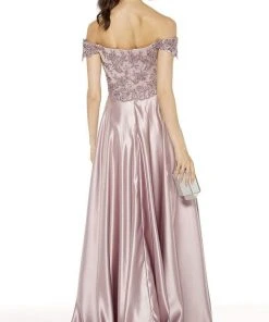 Alyce Paris - 27393 Embroidered Off-Shoulder Satin A-Line Gown 6 Alyce Paris - 27393 Embroidered Off-Shoulder Satin A-Line Gown