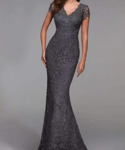 Alyce Paris - 27478 Short Sleeve Scalloped Lace Dress