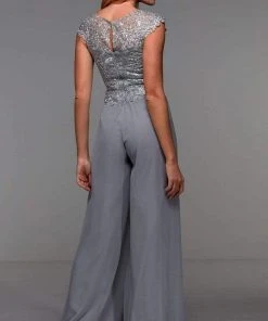 Alyce Paris - 27488 Cap Sleeve Lace Bodice Jumpsuit