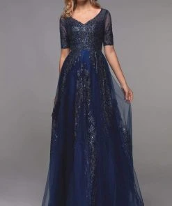 Alyce Paris - 27493 Embellished V Neck A-Line Evening Dress