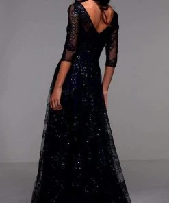 Alyce Paris - 27494 Quarter Sleeve A-Line Evening Dress