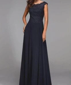 Alyce Paris - 27504 Cap Sleeve Ornate Lace Bodice Dress